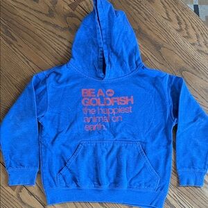 Kids Blue Hoodie Print "Be a goldfish, the happiest animal on earth" size M
